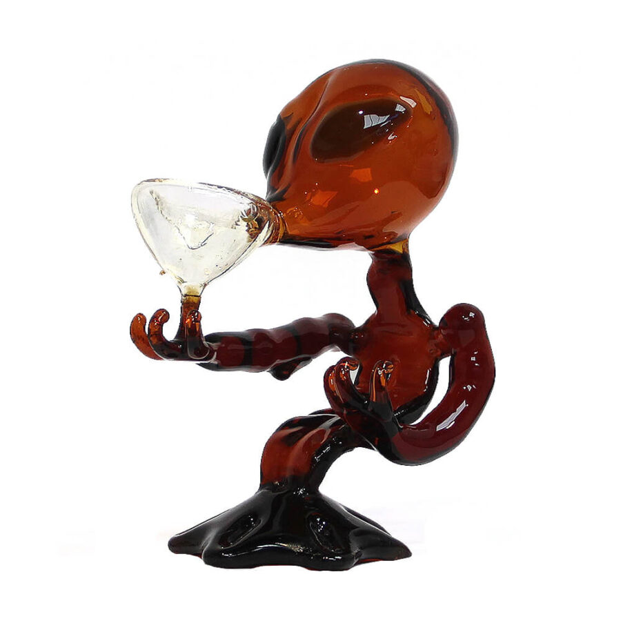 Bong in vetro alieno rosso 15 cm