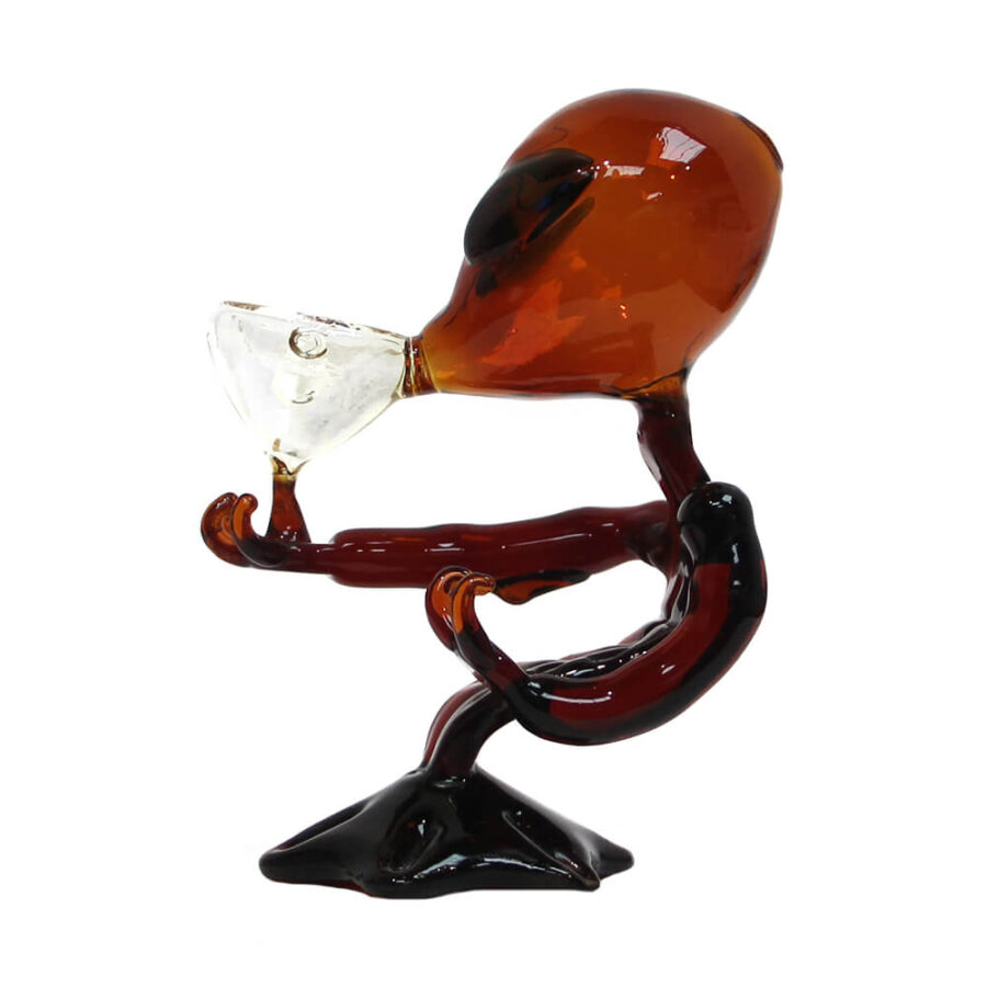 Bong in vetro alieno rosso 15 cm