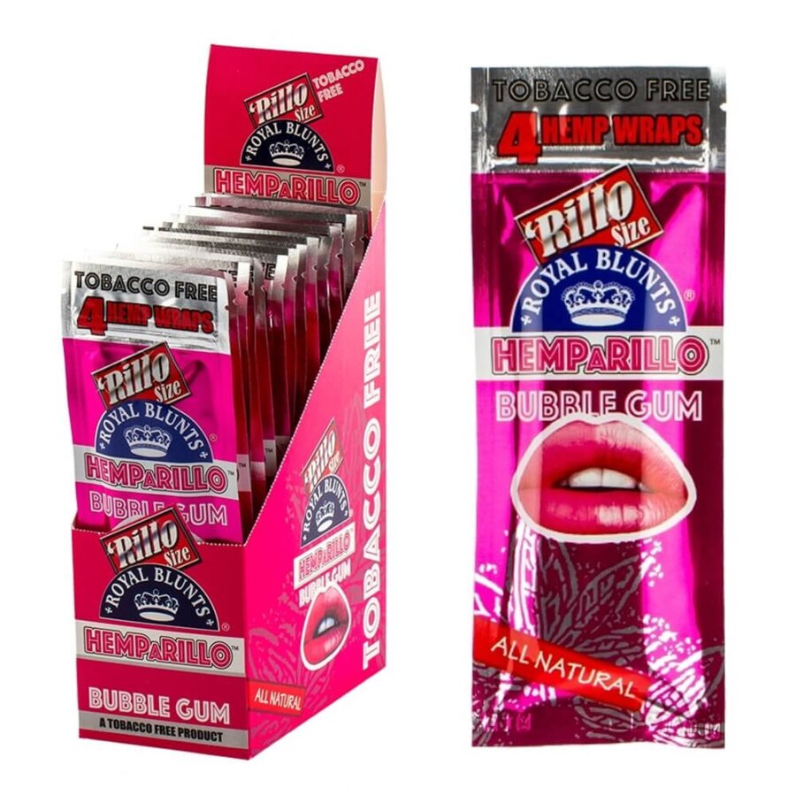 Hemparillo Impacchi di canapa Bubblegum x4 Blunts (15confezioni/display)