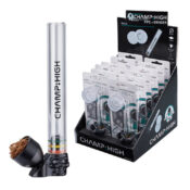 Champ High Pipe in Vetro Trasparente con Grinder e Screens (12pezzi/display)