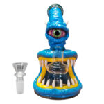 Bong in Vetro e Argilla Mostro Blu 16cm