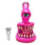 Bong in Vetro e Argilla Mostro Rosa 16cm