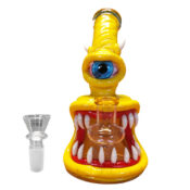 Bong in Vetro e Argilla Mostro Giallo 16cm