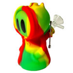 Pipa in Silicone Rasta Death con Cucchiaio in Metallo e Contenitore Dab 11cm