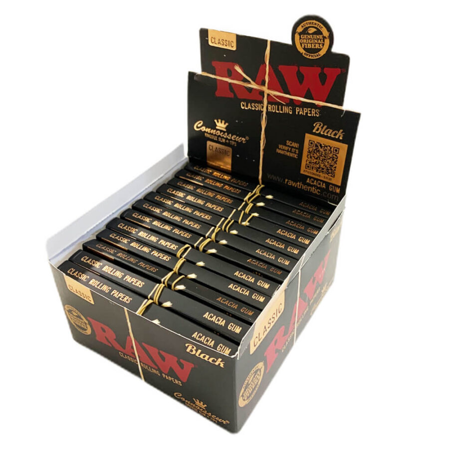 Cartine RAW Connoisseur Kingsize con punte nere (24 pezzi/display)