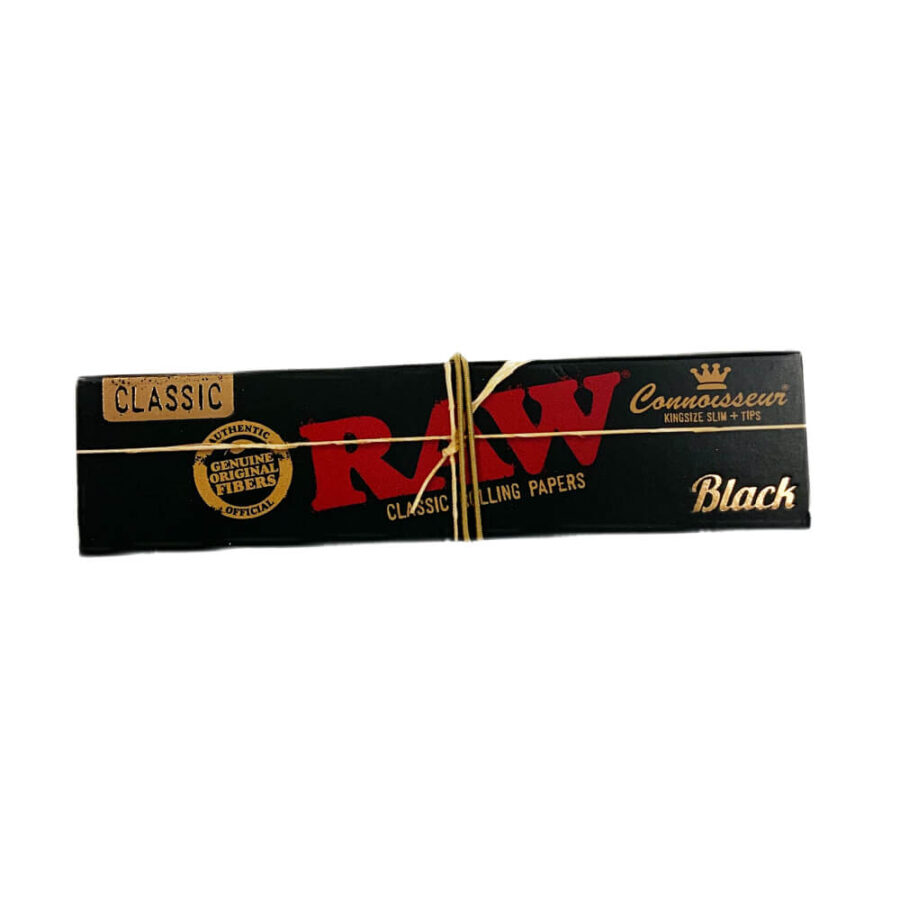 Cartine RAW Connoisseur Kingsize con punte nere (24 pezzi/display)