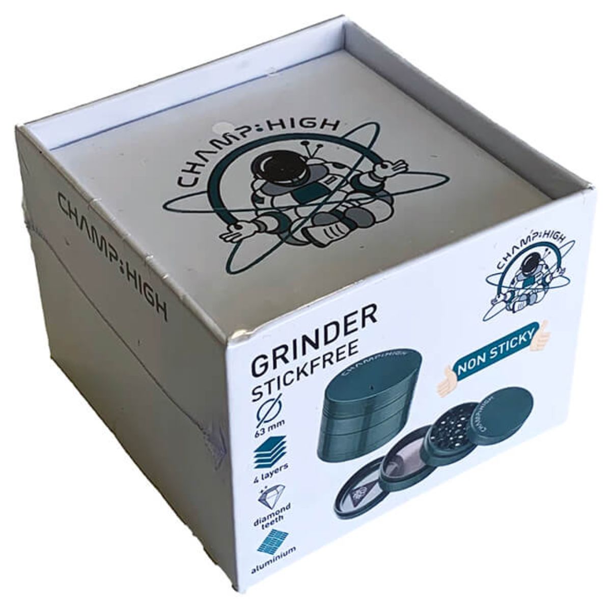 Champ High Stickfree Grinder Verde 4 Parti - 63 mm Champ High Stickfree Grinder Verde 4 Parti - 63 mm