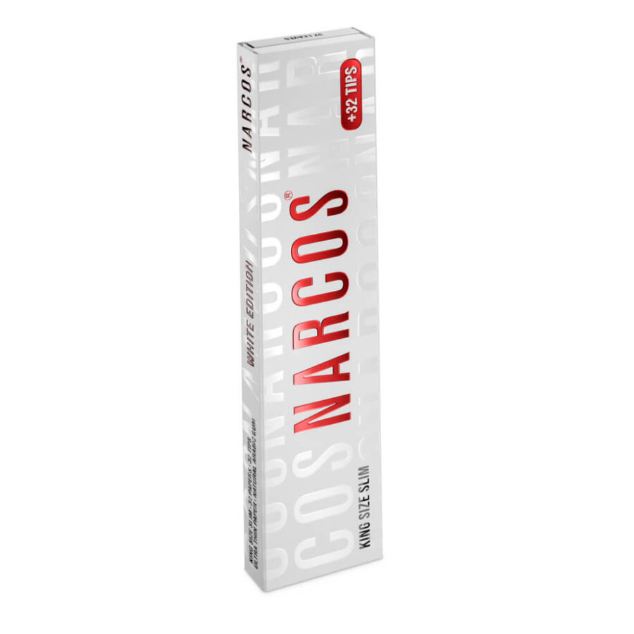 narcos white edition king size slim rolling papers tips 2