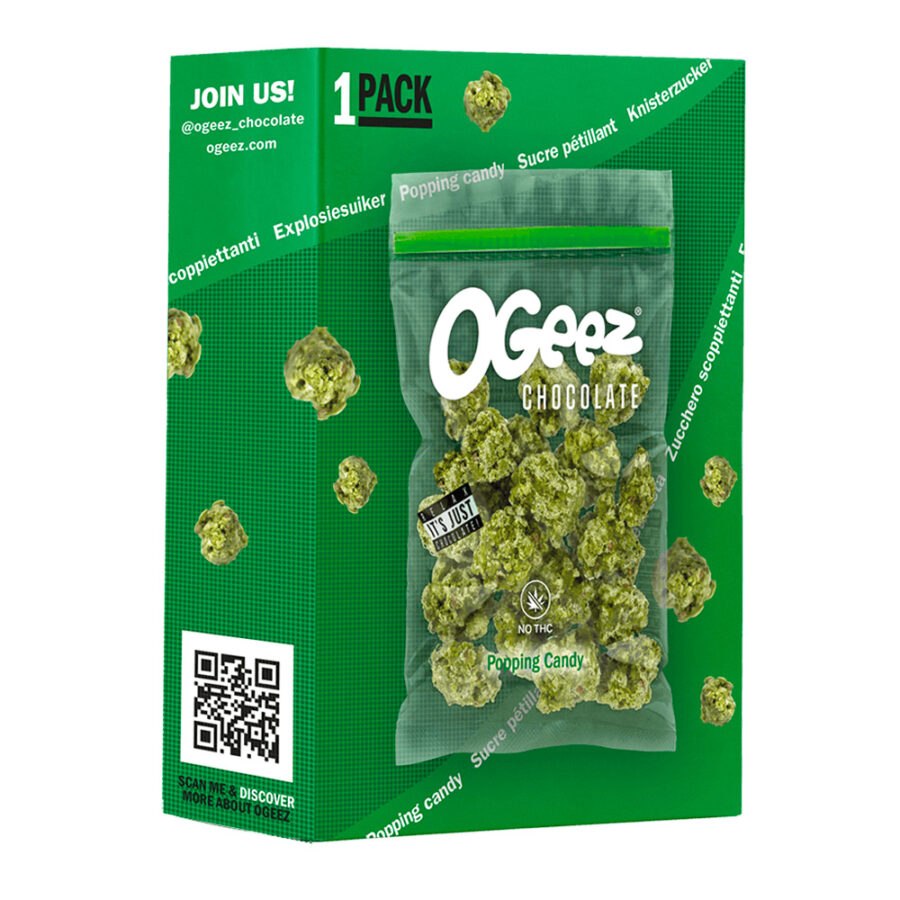 Ogeez 1-Pack Popping Candy Chocolate con Forma de Cannabis (35g)