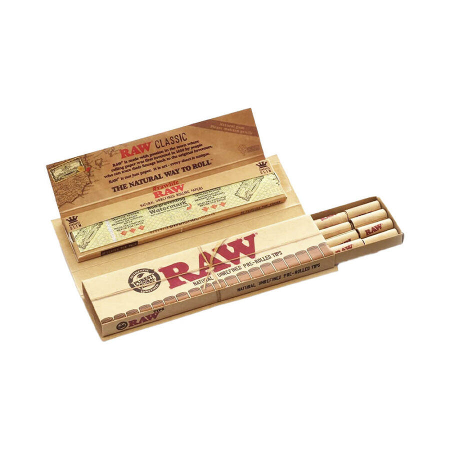 Cartine RAW Connoisseur Kingsize con punte prearrotolate (24 pezzi/display)