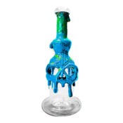 Bong in vetro Fatto a Mano Teschio blu in argilla 22cm