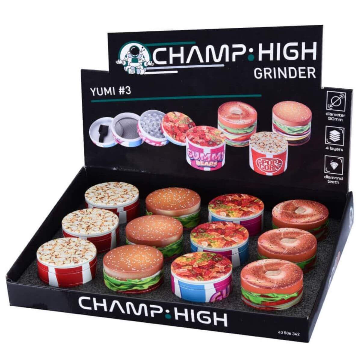 Champ High Yumi Grinder 3 - Display da 12 pz - 1 all'ingrosso Wholesale Champ High Yumi Grinder 3 12pcsdisplay 1 1