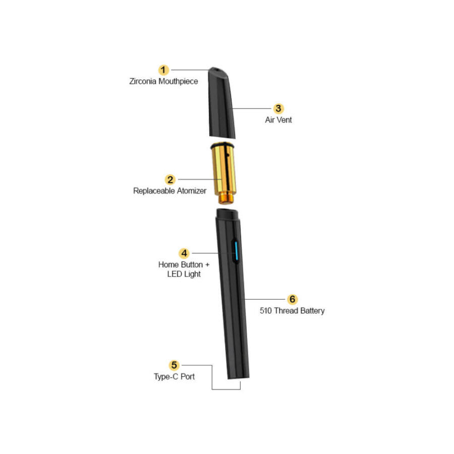 Flowermate Wix Concentré Vape Pen Vaporisateur Kit complet Noir