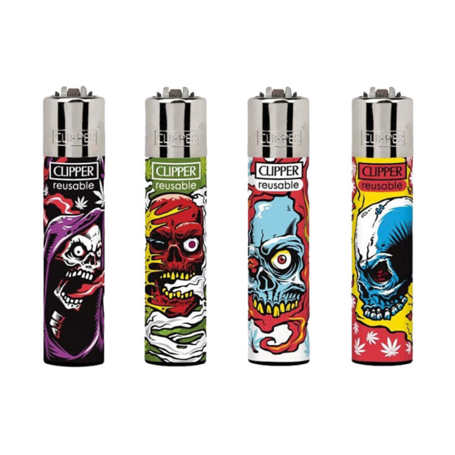 Clipper Lighters Classic Weed Skulls (24pz/display)