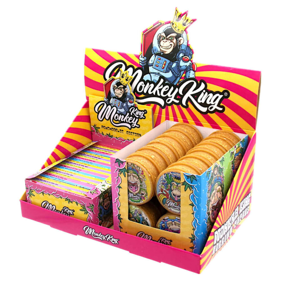 Monkey King Rolling Papers con Punte e Macinini Psychodelic (48pz/display)