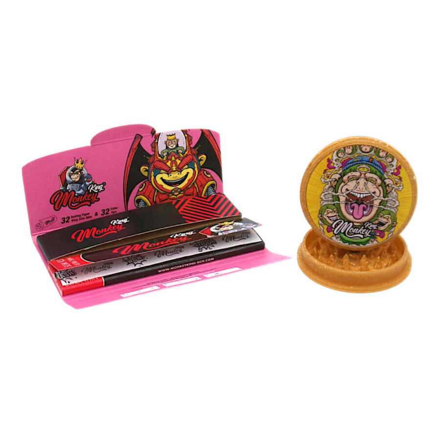 Monkey King Rolling Papers con Punte e Macinini Psychodelic (48pz/display)