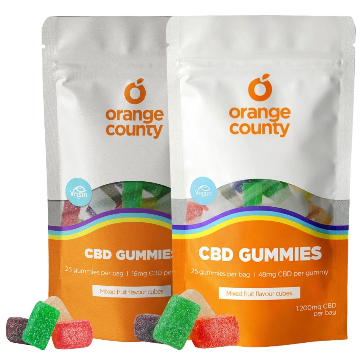 Orange County CBD Caramelle Gommose Cubetti Gusti Frutta Misti Orange County CBD Gummies Mixed Fruit Flavor Cubes