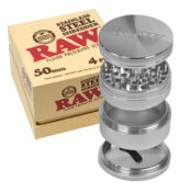 RAW Grinder in Acciaio Inox 50-60mm 4 Parti con Scatola Regalo 1 wholesale raw metal grinder stainless steel