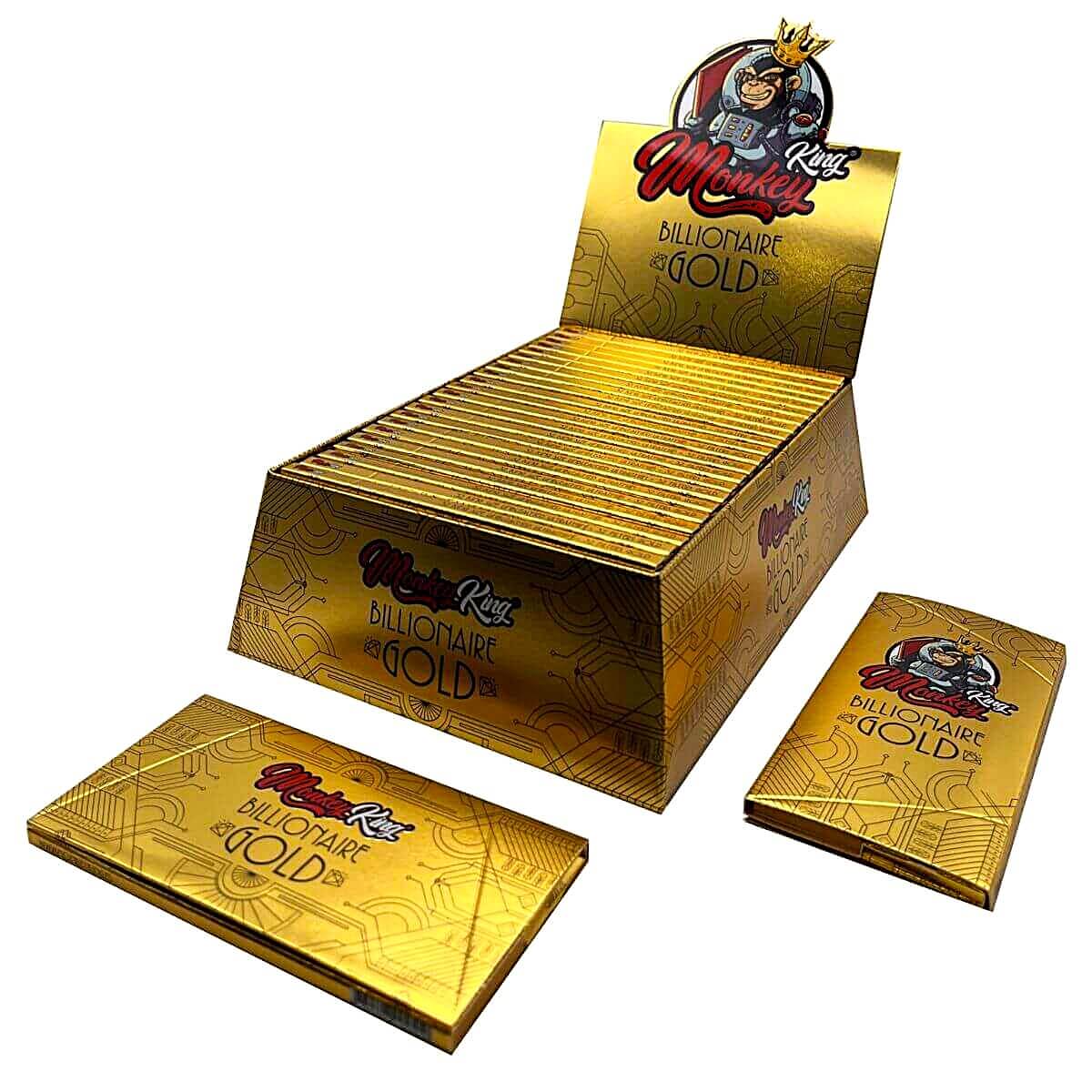 Monkey-King-billionaire-Gold-KS-cartine-ultrathin-non-sbiancate-(24pzdisplay)-2 Monkey King Billionaire Gold KS Unbleached Ultrathin Rolling Papers 24pcsdisplay 2