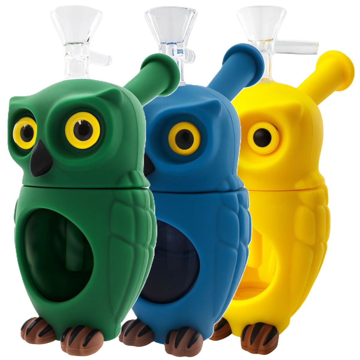 Owl Glass-Silicone Bong 6cm Owl Glass Silicone Bong 6cm