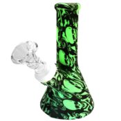 Silicone Bong Skulls Glow In The Dark Black 13cm