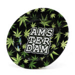 Posacenere in Metallo Amsterdam Green Weed Leaves wholesale metal ashtray amsterdam weed