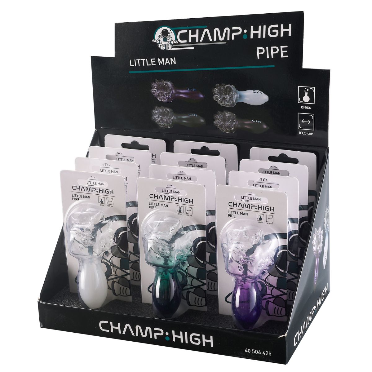 Champ High Pipe in Vetro Little Man (12 pz/display) Champ High Pipe in Vetro Little Man (12 pz/display)