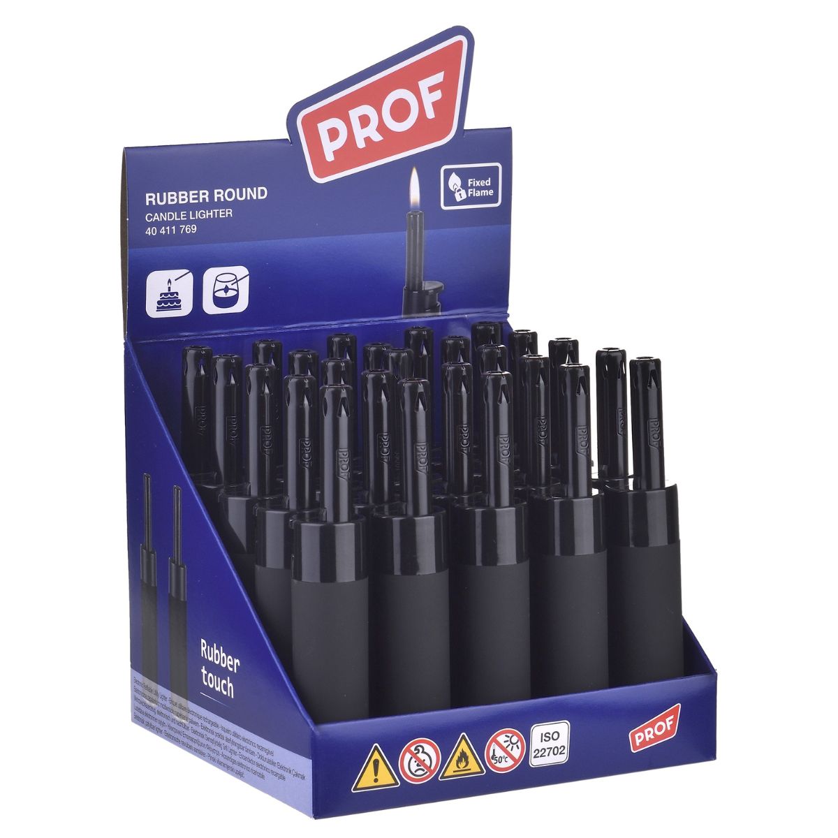 Prof FF Accendino Lungo Rotondo in Gomma Nera per Candele (25pz/display) Prof FF Accendino Lungo Rotondo in Gomma Nera per Candele (25pz/display)