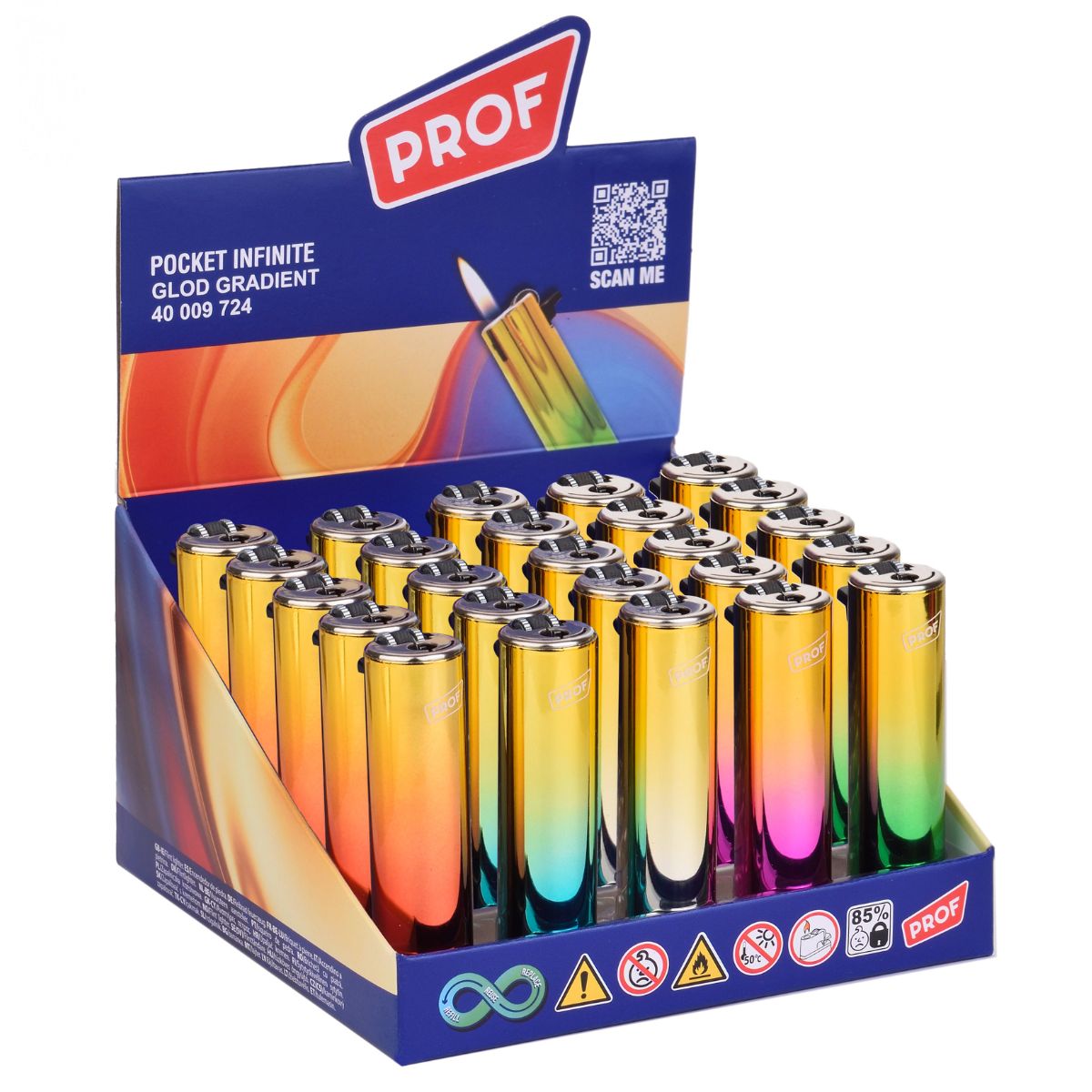 Accendino Prof Pocket Infinite Gold Gradient (25 pz/display) Accendino Prof Pocket Infinite Gold Gradient (25 pz/display)