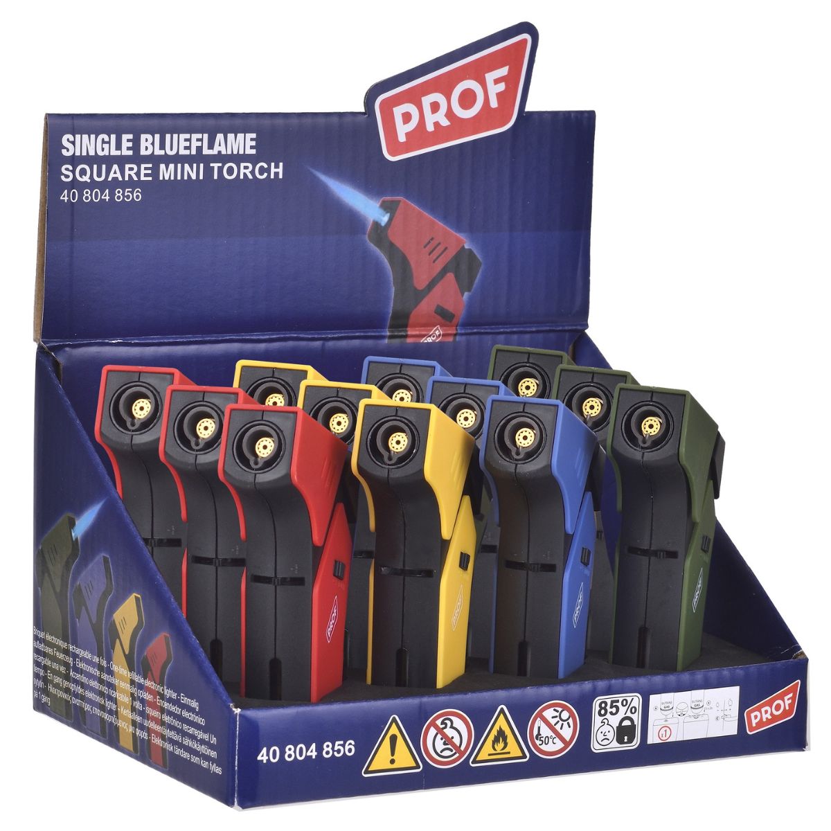 Prof Accendino Mini Torcia Quadrato a Fiamma Jet (12 pz/espositore) Prof Accendino Mini Torcia Quadrato a Fiamma Jet (12 pz/espositore)