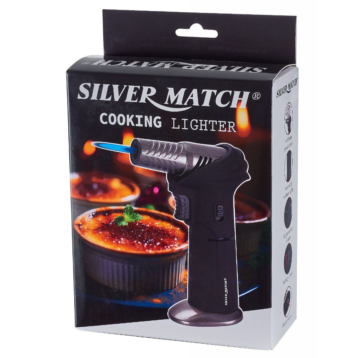 Silver Match Cannello per Crème Brûlée con Testa Rotante Silver Match Cannello per Crème Brûlée con Testa Rotante