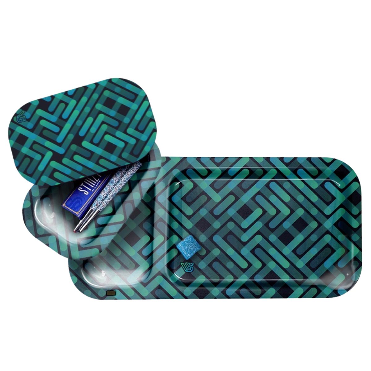 V-Syndicate Duotray Stacked Vassoio per Rollare in Metallo con Mini Vassoio Rimovibile 32x16 cm V-Syndicate Duotray Stacked Vassoio per Rollare in Metallo con Mini Vassoio Rimovibile 32x16 cm