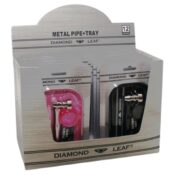 Diamond Leaf Pipa in Metallo + Vassoio per Rollare (12 pz/display)